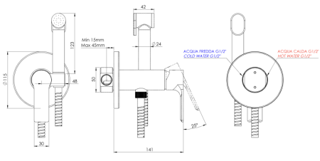 Фото гигиенический душ со смесителем mariani kali b00185klw, хром