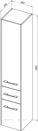 Фото пенал подвесной aquanet августа белый (ручки хром)