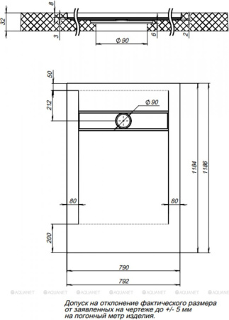 Фото поддон литьевой камень aquanet pleasure 120*80 см, серый