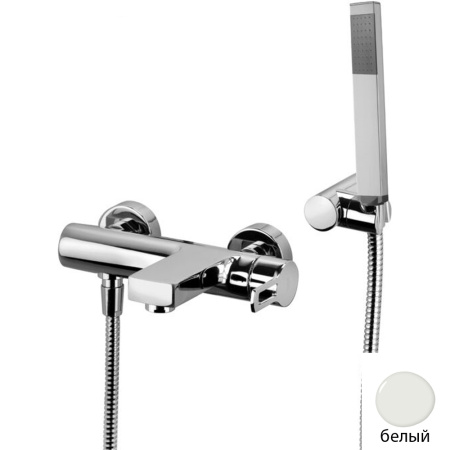 Фото смеситель для ванны и душа paffoni ringo rin023bo, белый матовый