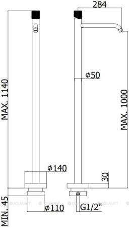 Фото смеситель для раковины paffoni jo jo031no напольный, черный матовый