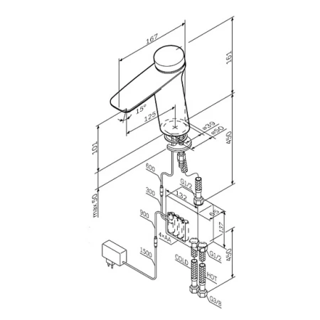 Фото смеситель для раковины электронный am.pm inspire v2.0 термостат, хром