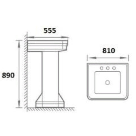 Фото раковина подвесная boheme vogue 942-2-3 с пьедесталом, белая