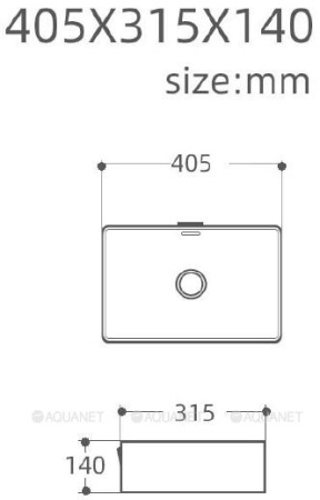 Фото раковина накладная aquanet perfect-1 40,5*31,5 см, белая 