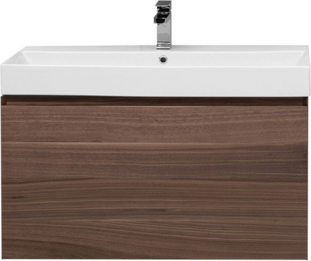 Фото тумба подвесная с раковиной aquanet нью-йорк 100 орех