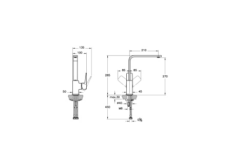 Фото смеситель для кухни vitra root square a4275334exp, никель