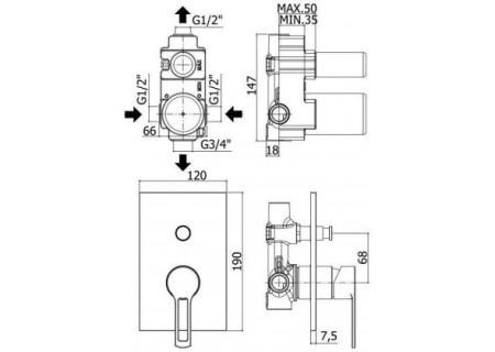 Фото встраиваемый смеситель для ванны и душа paffoni ringo rin015bo/m, белый матовый