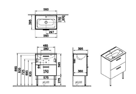 Фото тумба напольная с раковиной vitra mia 60см 67270, золотой дуб