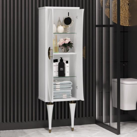 Фото пенал подвесной opadiris ибица 45 см, белый/золото