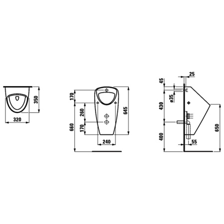 Фото писсуар laufen caprino plus внутренний подвод воды, без сенсора
