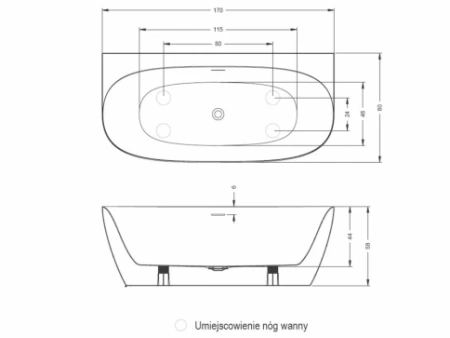 Фото ванна акриловая riho omega b2w 170*80 см b094001005, белая
