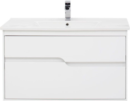 Фото тумба подвесная с раковиной aquanet модена 100 белый