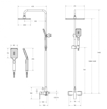 Фото душевая колонна cezares slider-cd-gm, оружейная сталь