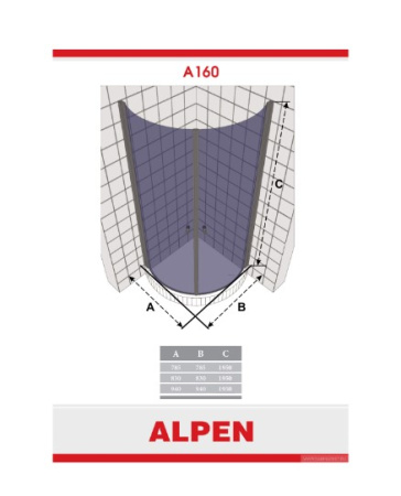 Фото душевой угол alpen alpina a160n-80 80*80 см, профиль хром/стекло прозрачное