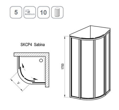 Фото душевой угол ravak supernova skcp4-90 sabina 31177v10011 90*90*170 см, профиль белый/матовый полистирол