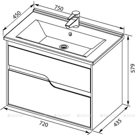 Фото тумба подвесная с раковиной aquanet модена 75 белый