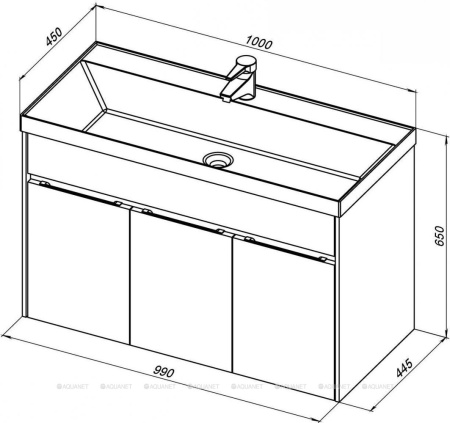 Фото тумба подвесная с раковиной aquanet латина 100 белый