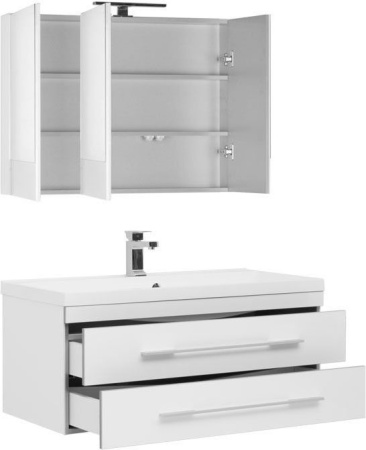 Фото комплект мебели aquanet верона new 100 белый (подвесной 2 ящика)