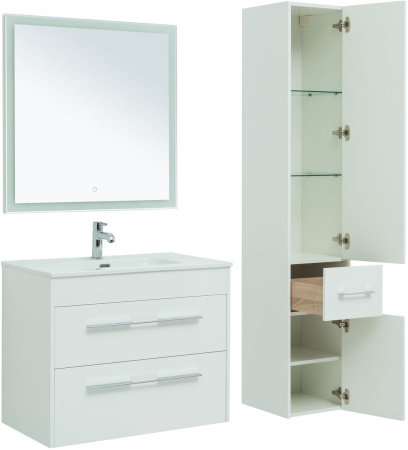 Фото комплект мебели aquanet августа 80 белый (ручка хром)