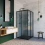 Фото душевой угол alex baitler ab144-b90 90*90*200 см, профиль черный/стекло тонированное