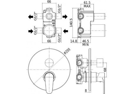 Фото встраиваемый смеситель для ванны и душа paffoni green gr018cr, хром