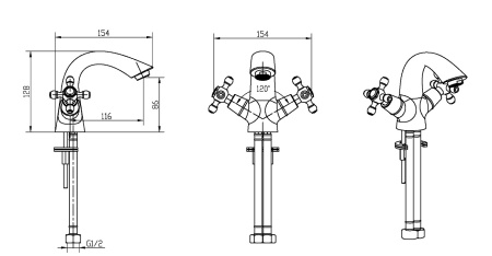 Фото смеситель для раковина boheme royal crystal 311-royal/crst black, бронза