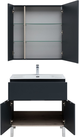 Фото комплект мебели aquanet алвита new 80 1 ящик, 2 дверцы, антрацит