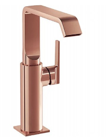 Фото смеситель для раковины высокий vitra suit a4276529, медь