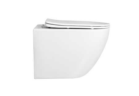 Фото унитаз подвесной безободковый aquatek европа aq1900-00 490*360*320 мм, горизонтальный выпуск, тонкое сиденье с механизмом плавного закрывания, крепеж