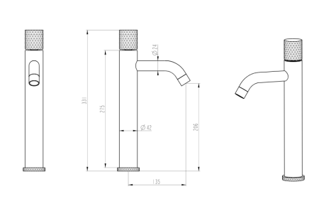 Фото смеситель для раковины высокий boheme stick 122-gg, золото