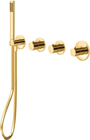 Фото встраиваемый смеситель для душа paffoni modular box mde000hgsp термостат, золото медовое браш