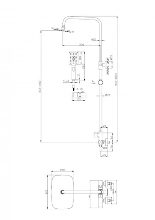 Фото душевая колонна belbagno acqua acqua-docm-nero, черный матовый