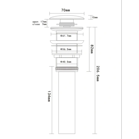 Фото донный клапан с переливом aquame aqm7001-1, хром
