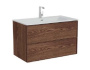 Фото тумба подвесная с раковиной vitra edge 100 см, ореховое дерево