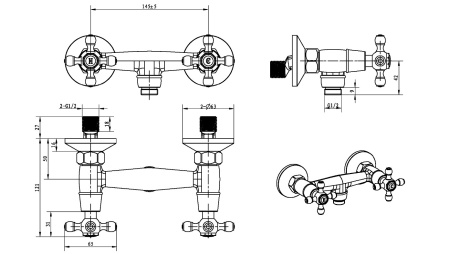 Фото смеситель для душа boheme royal crystal 274-royal/crst black, хром