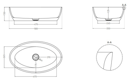 Фото раковина salini s-sense alda 01 110611grf, глянец покраска по ral полностью