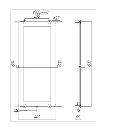 Фото полотенцесушитель электрический allen brau infinity 00305019 100*44 см с рейлингом и креплением, черный браш