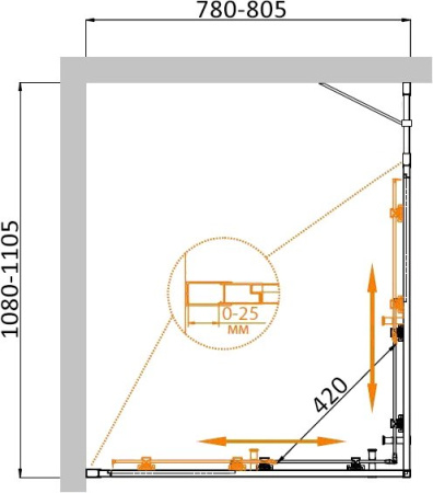 Фото душевой угол cezares molveno-ah-21-80+30-c-cr-iv 110*80*195 см