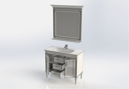 Фото комплект мебели для ванной aquanet селена 105 белый/серебро (3 ящика, 2 дверцы)