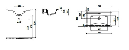 Фото раковина мебельная creavit 75*45 см su075-00cb00e-0000, белая