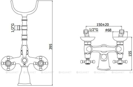 Фото смеситель для ванны и душа paffoni belinda fblv022br, бронза