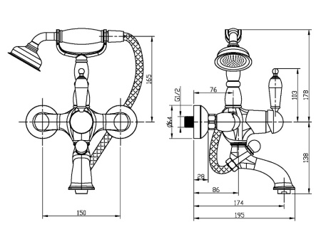 Фото смеситель для ванны boheme medici ripresa 303, бронза