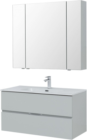 Фото комплект мебели aquanet алвита new 100 2 ящика, серый