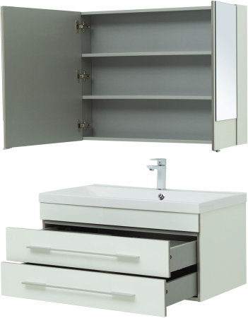 Фото комплект мебели aquanet верона 90 белый (подвесной 2 ящика)