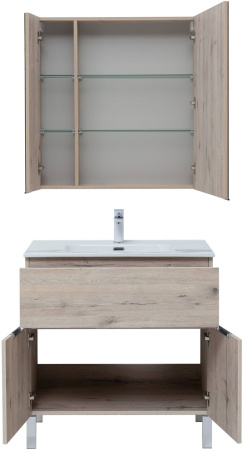 Фото комплект мебели aquanet алвита new 80 1 ящик, 2 дверцы, дуб веллингтон белый