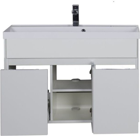 Фото тумба подвесная с раковиной aquanet латина 100 белый