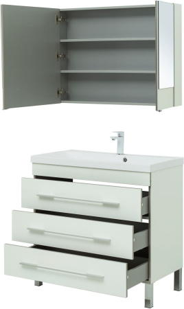 Фото комплект мебели aquanet верона 90 белый (напольный 3 ящика)