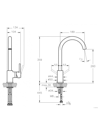 Фото смеситель для кухни vitra minimax s a42091exp, хром
