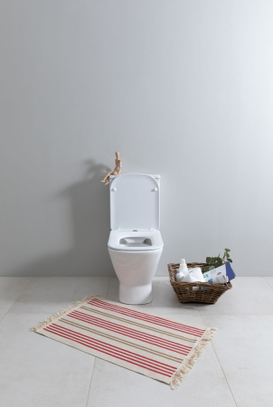 Фото унитаз напольный безободковый aquanet fine rimless fine-c белый, сиденье микролифт