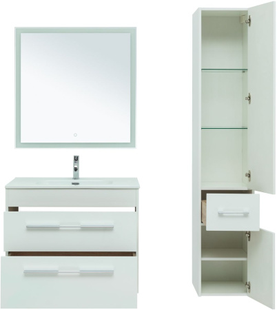 Фото комплект мебели aquanet августа 80 белый (ручка хром)